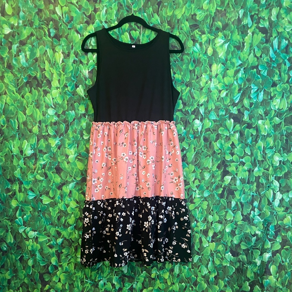 Floral Colorblock Dress(curvy size)